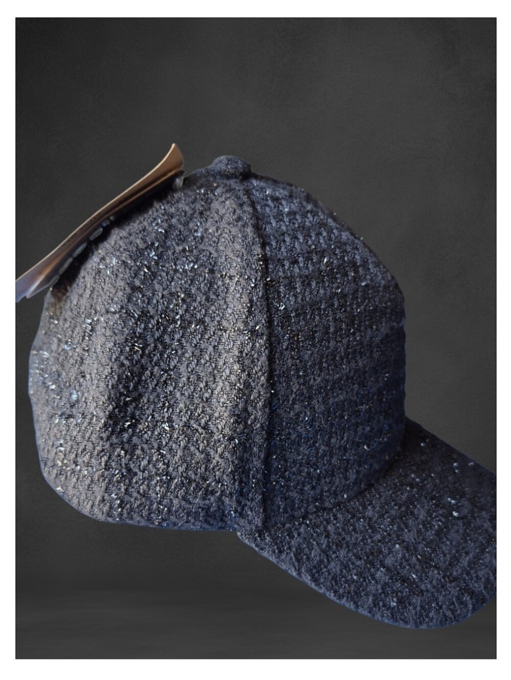 Steve Madden "Official" Baseball Cap, Tweed in Black. - Picture 5 of 9